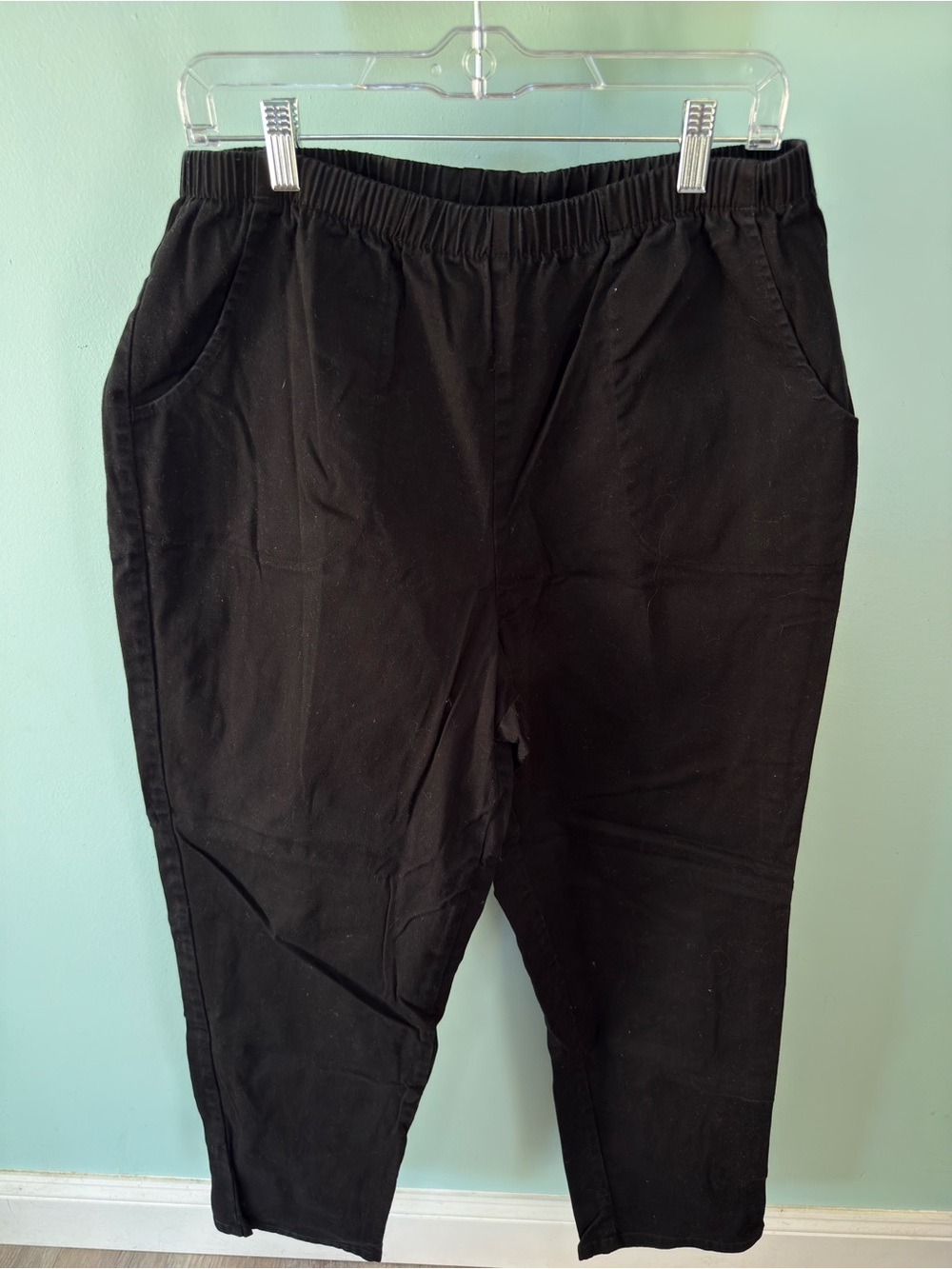 White Stag Women’s Stretch Black Elastic-Waist Chinos Side XL